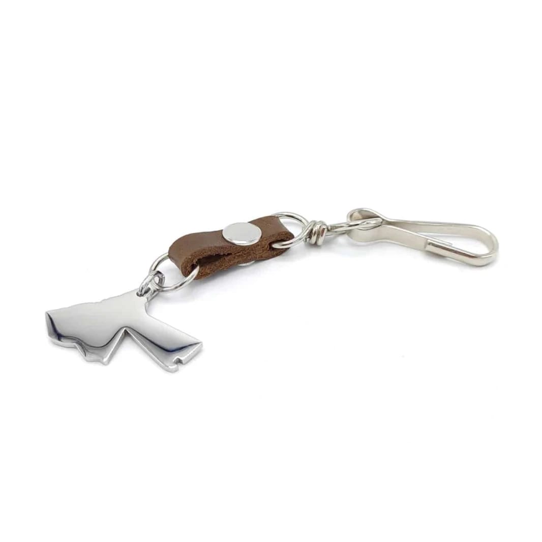 Me1649 – Jordan Map Unisex Keychain Stainless Steel with genuine leather