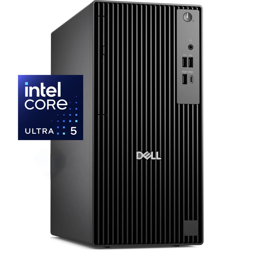 جهاز كمبيوتر مكتبي ديل برو تاور QCT1250، إنتل® كور™ ألترا 5 235U 4.9GHz سلسلة 2، 8GB DDR5، 512 SSD، مع لوحة مفاتيح وفأرة سلكية ديل KB216 + MS116