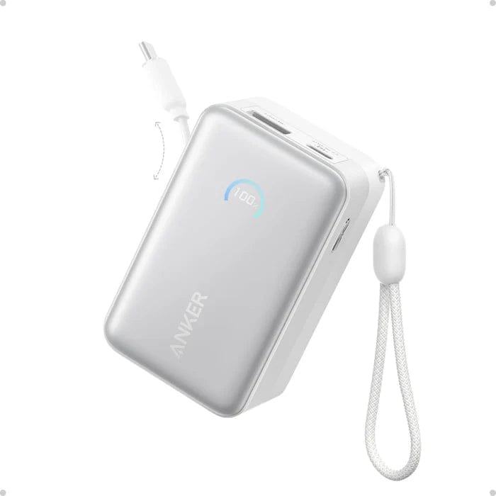 شاحن متنقل أنكر نانو 10,000mAh 45W مع كابل USB-C قابل للسحب