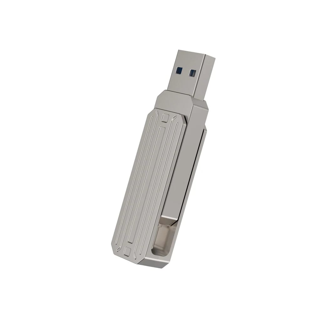 WIWU إنفينيتي فلاش درايف 2 في 1 USB3.2 64GB سريع ومتعدد الاستخدامات - فضي