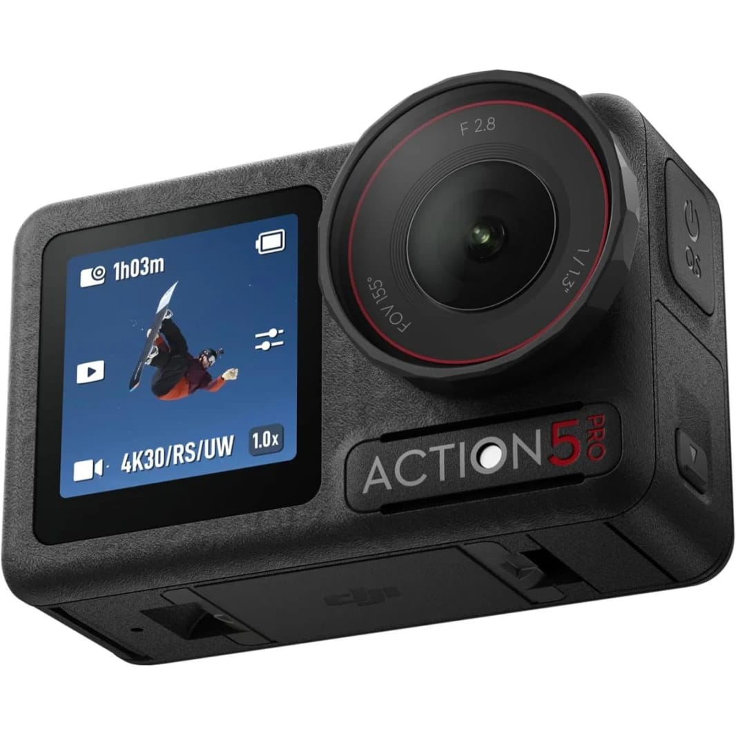 DJI Osmo Action 5 Pro Adventure Combo – كاميرا أكشن 4K, مستشعر 1/1.3", بطارية 12 ساعة، HorizonSteady، شاشتين OLED + عصا تمديد