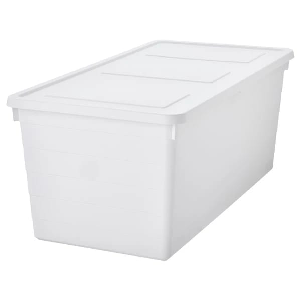 Storage box with lid, white, 38x76x30 cm