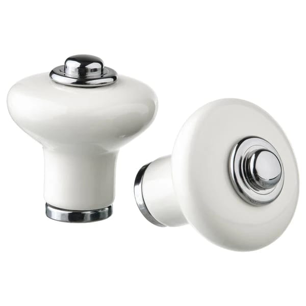 Knob, off-white/chrome-plated, 23 mm