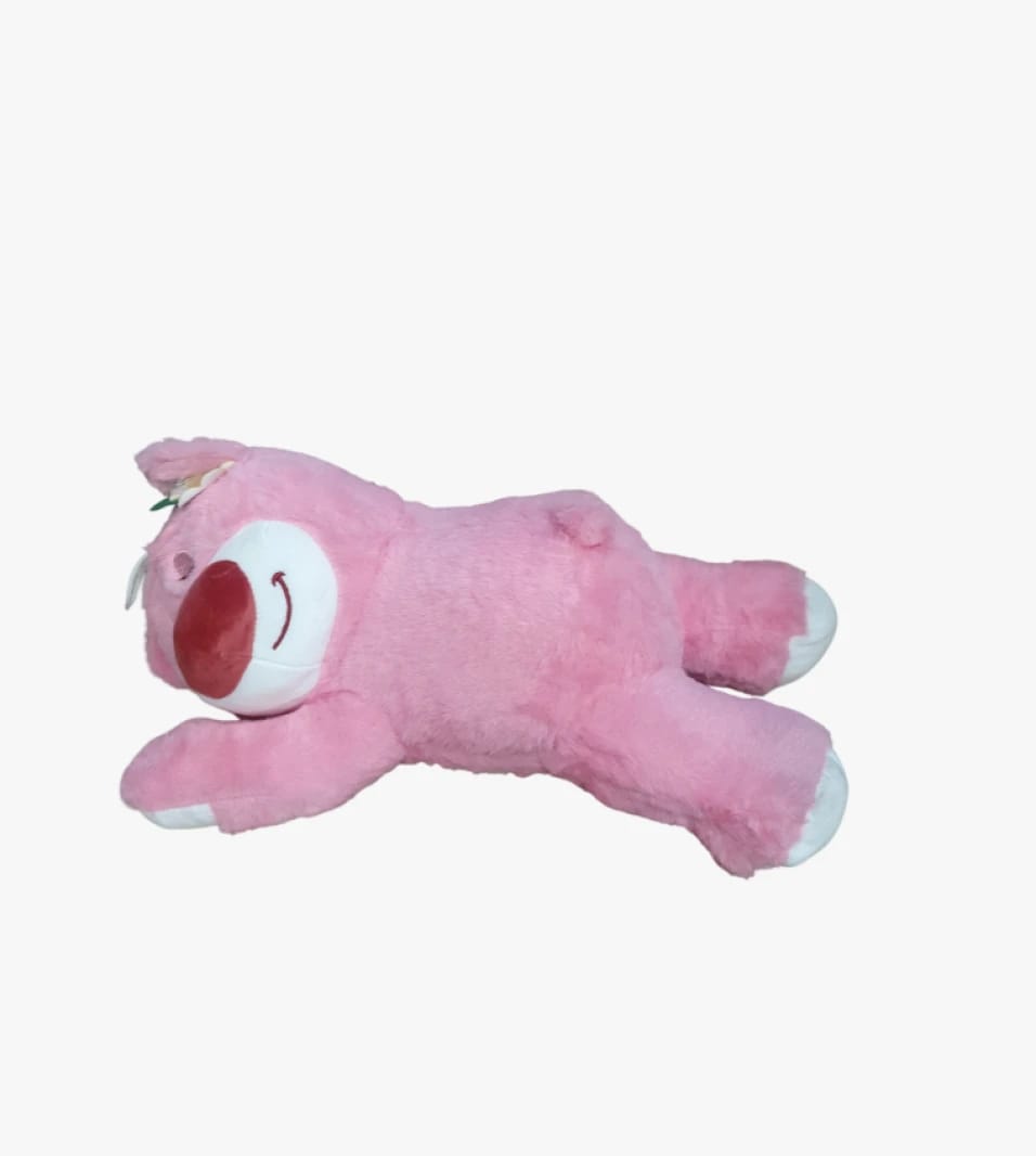 Pink Plush Stuffed Animal Bear Large Size Adorable Design with Flowers for Kids and Adults
