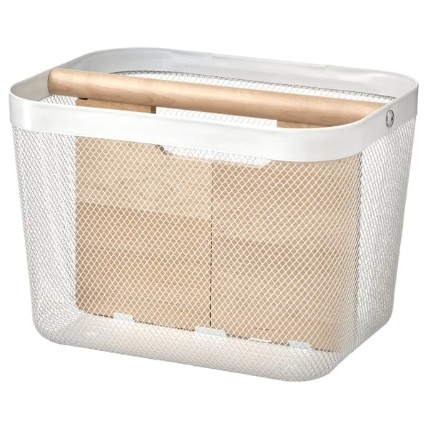 Basket with compartments, white, 33x24x23 cm