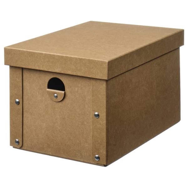 Storage box with lid, natural, 18x25x16 cm