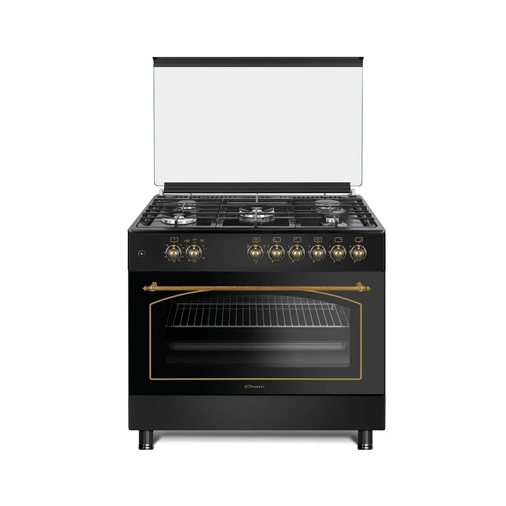 CONTI Gas Cooker CGC 965 FFC BK R 90x60 Retro Knobs