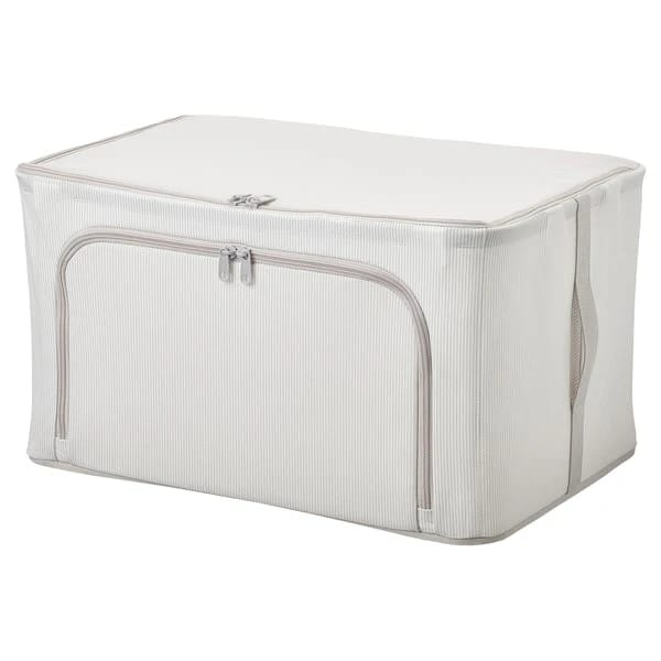 Storage case, fabric striped/white/grey, 34x51x28 cm