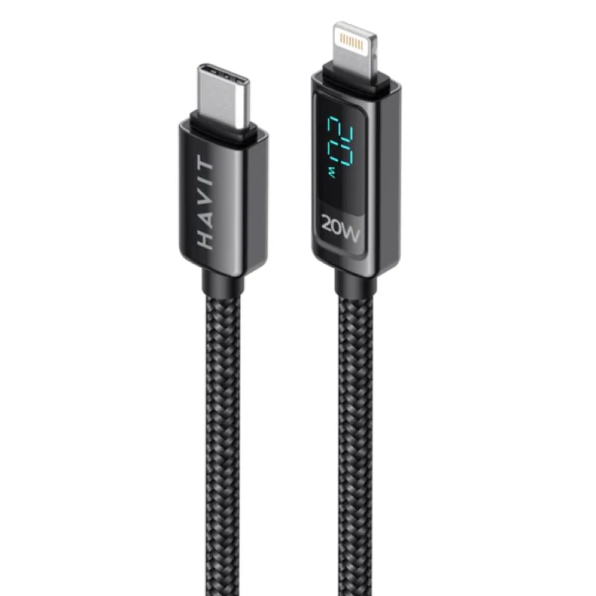 كابل HAVIT CB6246 USB-C إلى Lightning مضفر من النايلون لهاتف آيفون 1.2 متر