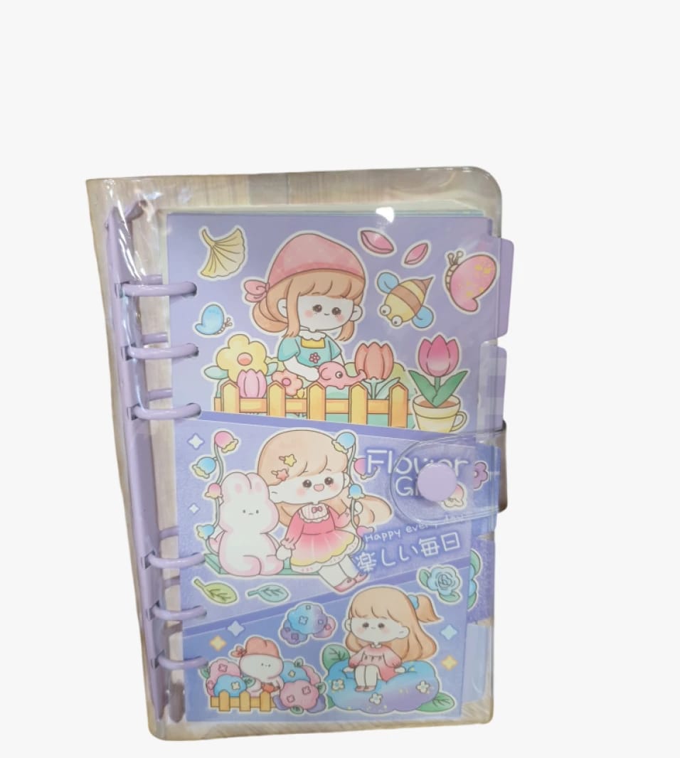 Floral Girl Cartoon Notebook for Girls with Colorful Pages and Various Patterns Perfect for School and Fun