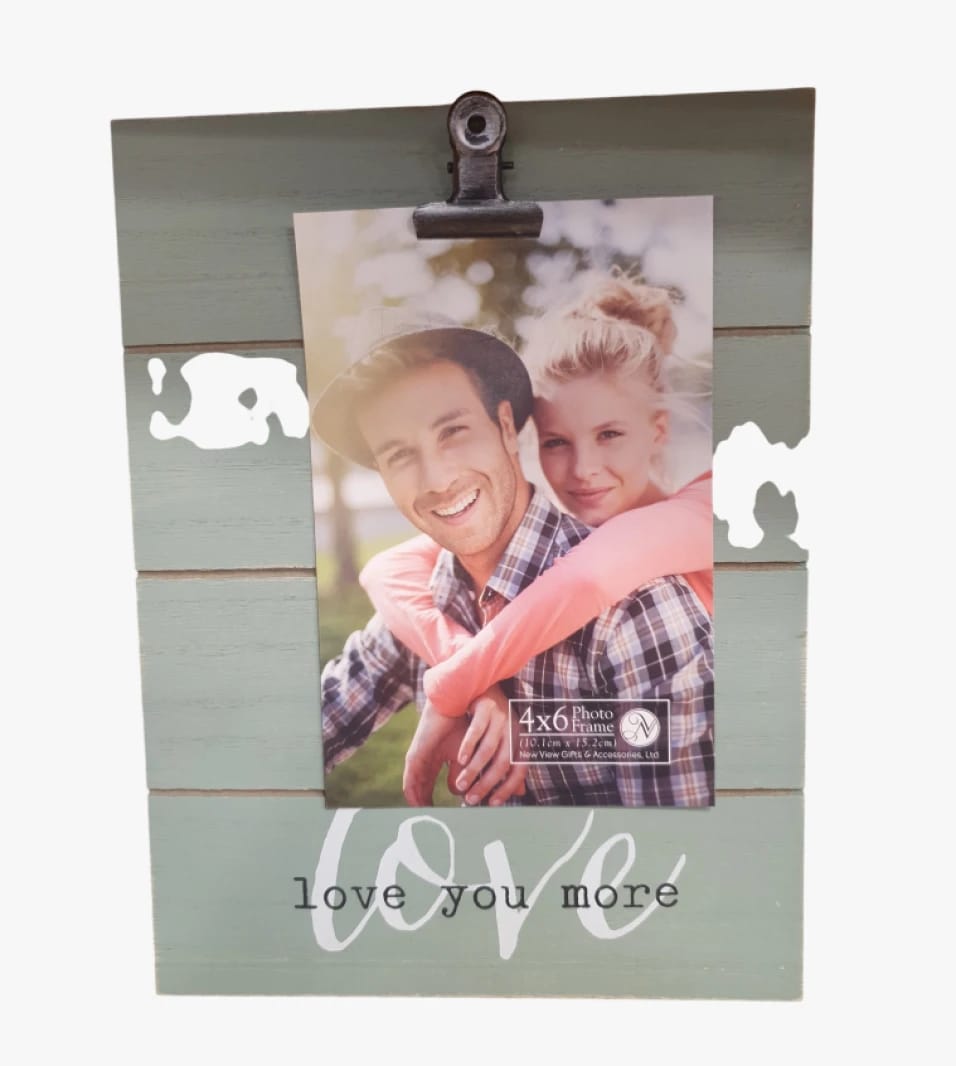 Wooden Photo Frame Artistic Touch with Metal Clip Ready Display Green Color Elegant Design for Families