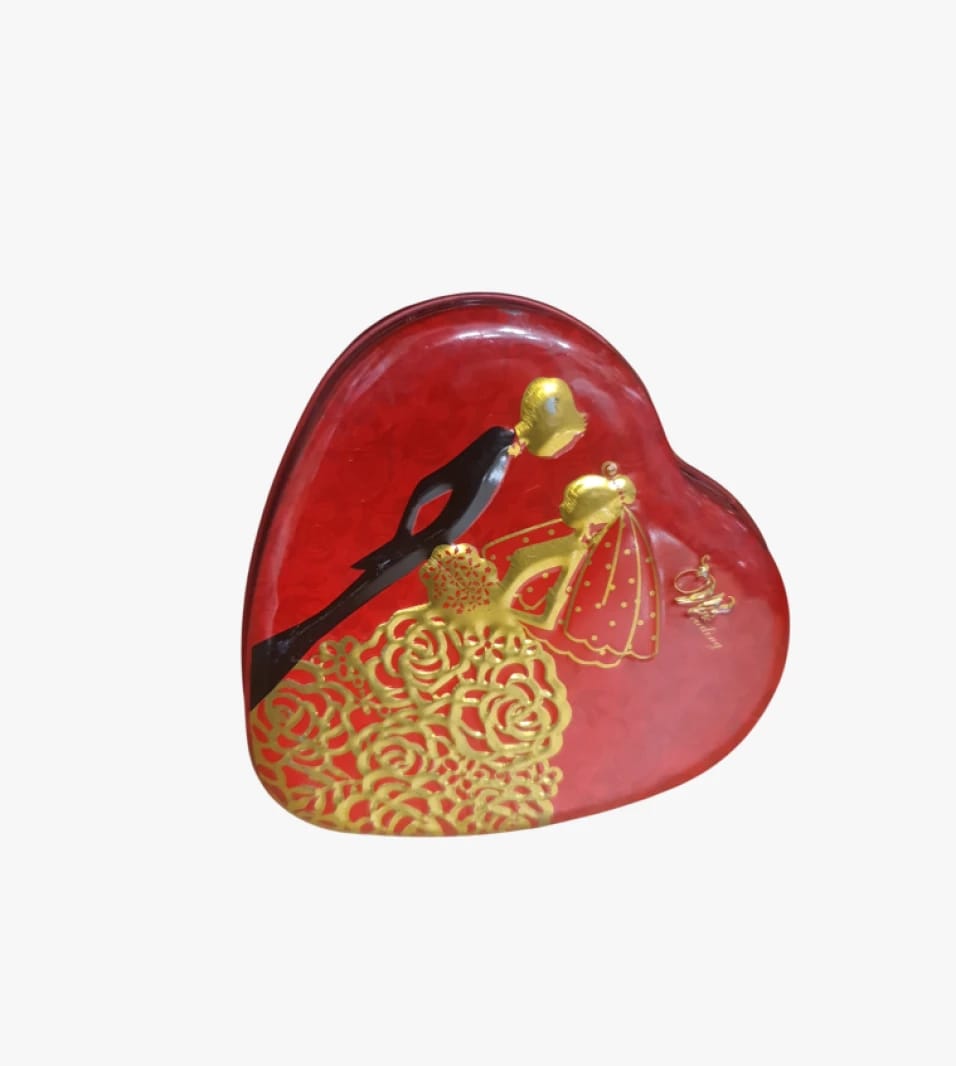 Wedding Gift Metal Heart Box with Elegant Gold Designs - Decorative and Stylish for Romantic Occasions