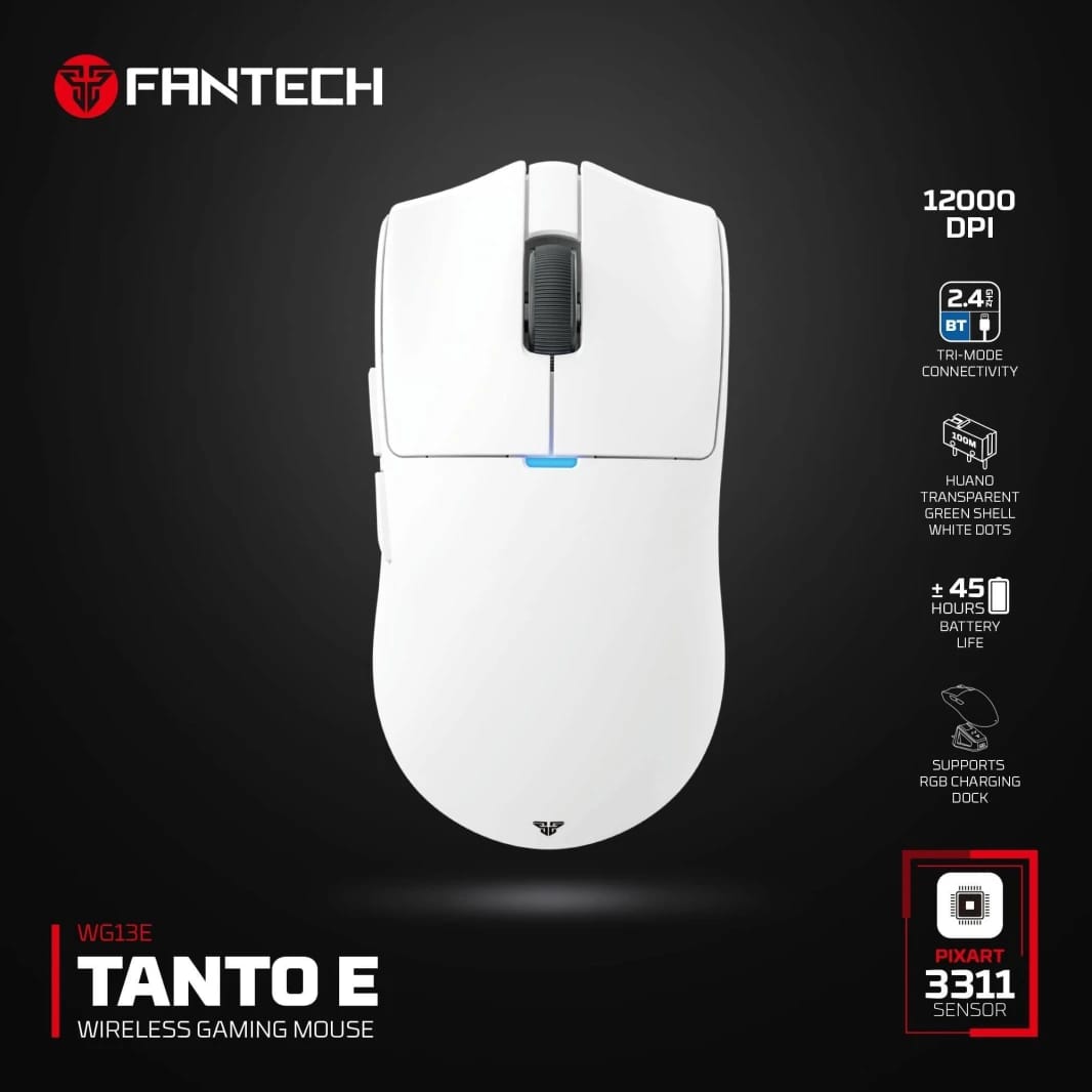فأرة FANTECH TANTOE WG13E اللاسلكية بتبديل ثلاثي الأوضاع وقاعدة شحن مغناطيسية - أسود