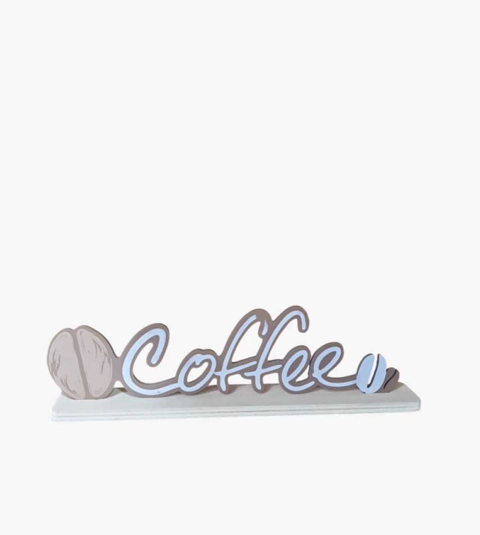 Stylish Coffee Word Decorative Sign with Elegant Coffee Bean Design for Enthusiastic Home Decor and Unique Accessories