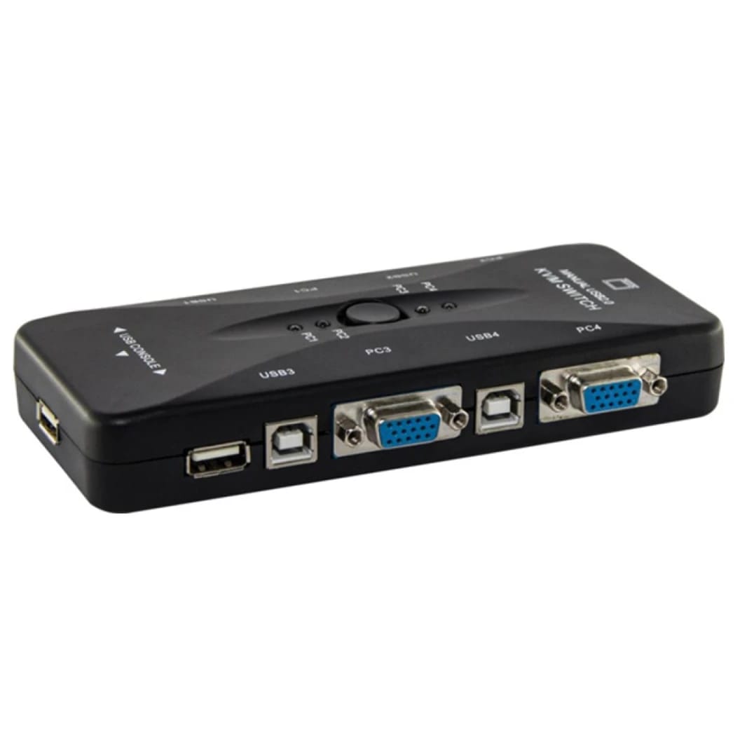 مفتاح KVM يدوي مع 4 منافذ USB 2.0 وVGA