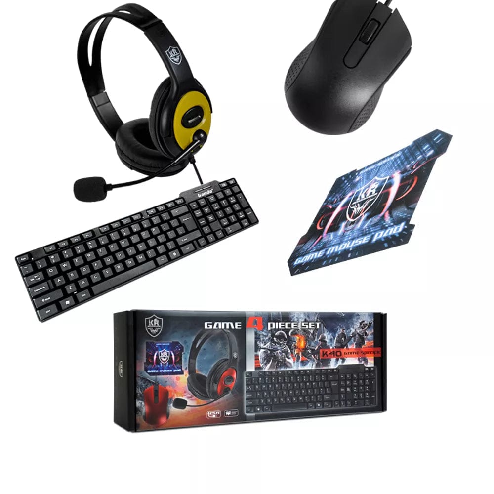لوحة مفاتيح K40 مخصصة للألعاب بإضاءة RGB ومفاتيح ماكرو + طقم ألعاب مكون من 4 قطع