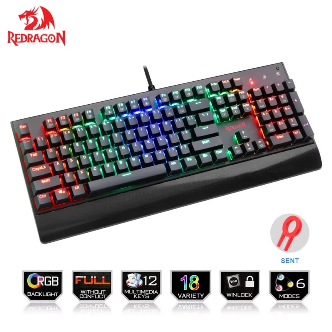 كيبورد الألعاب الميكانيكي Redragon K557 RGB المقاوم للماء بـ 104 مفتاح