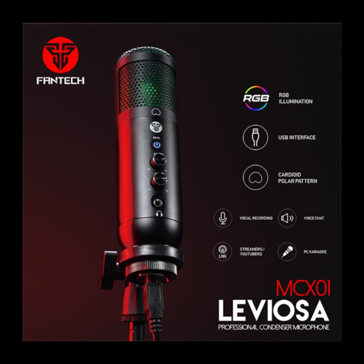 ميكروفون احترافي بتقنية المكثف Fantech LEVIOSA MCX01
