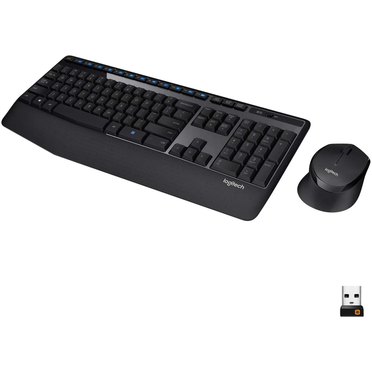 Logitech MK345 Wireless Combo Full-Sized Keyboard with Palm Rest and Comfortable Right-Handed Mouse 2.4 GHz Wireless USB Receiver Arabic / English Layout