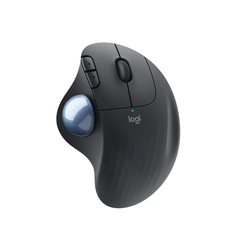 Logitech Ergo M575 Wireless Trackball Mouse | Ergonomic Bluetooth Mouse – Graphite Blue Ball