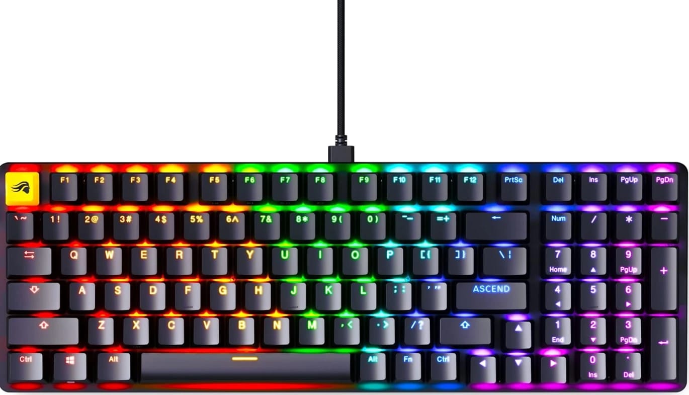 GLORIOUS GMMK 2 Gaming Mechanical Keyboard – Hotswap Cherry Mx Style Linear Switches- Full Size Wired Keyboard- Double Shot Keycaps, RGB – PC Setup Accessories – 96%, Black