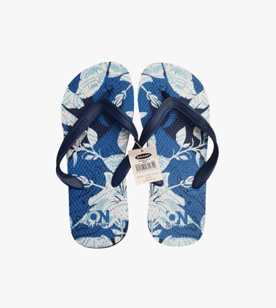 Old Navy Kids' Comfortable and Stylish Flip-Flops with Attractive Blue Patterns Ideal for All Summer Outdoor Activities