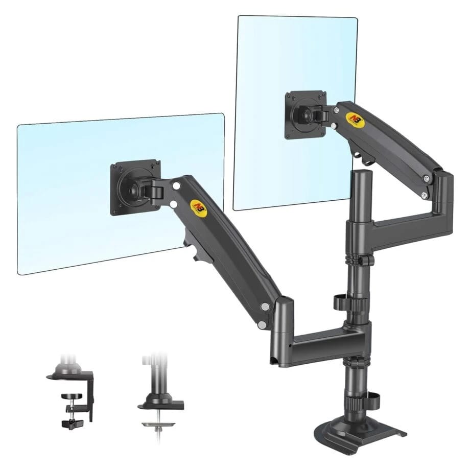 North Bayou GF35 Dual Monitor Arm with Gas Spring for 17-27” Monitors