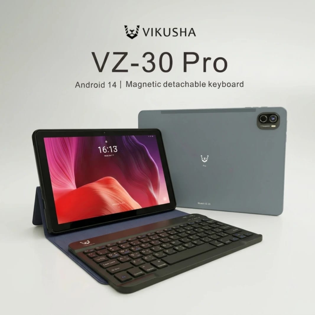 VIKUSHA Tablet VZ-30 Pro, 10.1", 4+4GB RAM + 64GB ROM, 6580mAh Battery, 4G Dual SIM, Android 14 - Gray