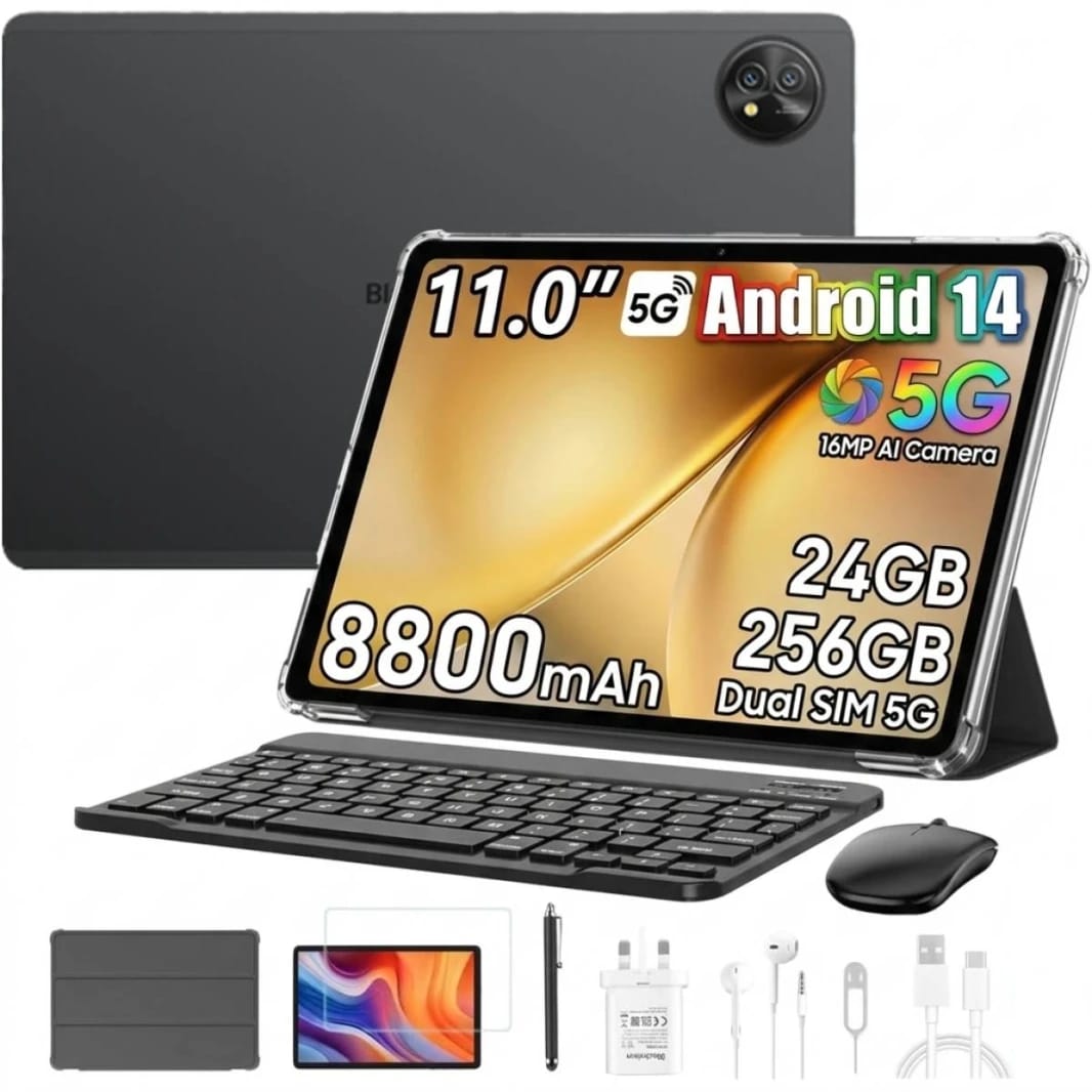 Blackview Zeno 10 5G AI Tablet, 11" FHD+ 90Hz Display, Unisoc T820, 8+16 RAM, 256GB Storage, 16MP AI Camera