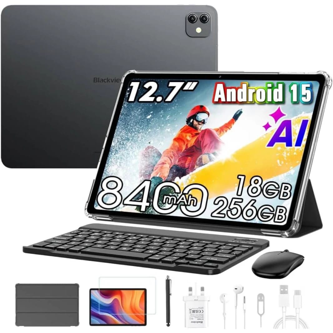 Blackview Link 8 Android 15 Tablet, 12.7" Large Screen Gaming Tablet - Starry Grey