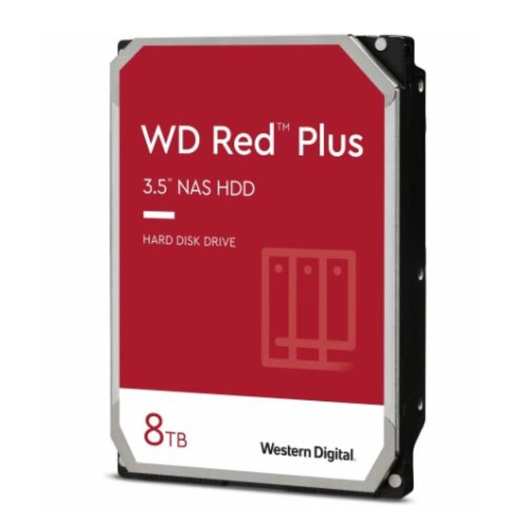 ويسترن ديجيتال WD Red Plus محرك الأقراص الصلب الداخلي 8 تيرابايت CMR 3.5 بوصة SATA 5640 RPM 256 ميجابايت NAS WD80EFPX