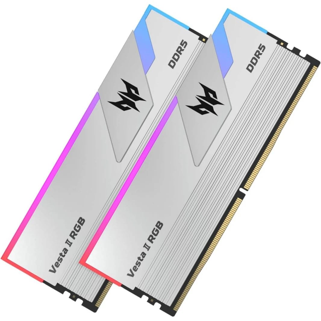 Acer Predator Vesta II DDR5 6000MHz 32GB (16GBx2) RGB RAM CL34 Intel XMP 3.0 AMD EXPO Compatible Computer Memory PC5-48000 Silver - BL.9BWWR.653