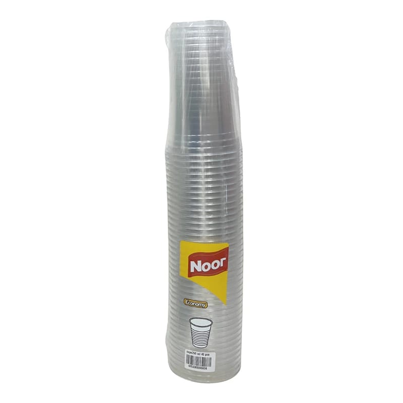 Noor Clear Plastic Cups 750ml - 40pcs
