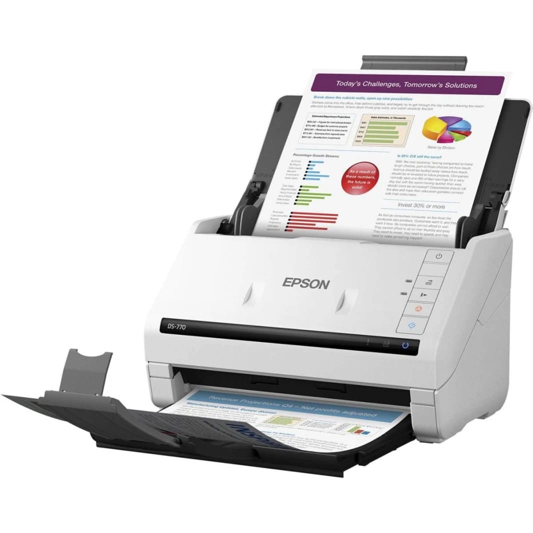 Epson WorkForce DS-770 Color Document Scanner, 45ppm, 100 Sheets ADF, 600 DPI, 5,000 pages Daily Duty Cycle