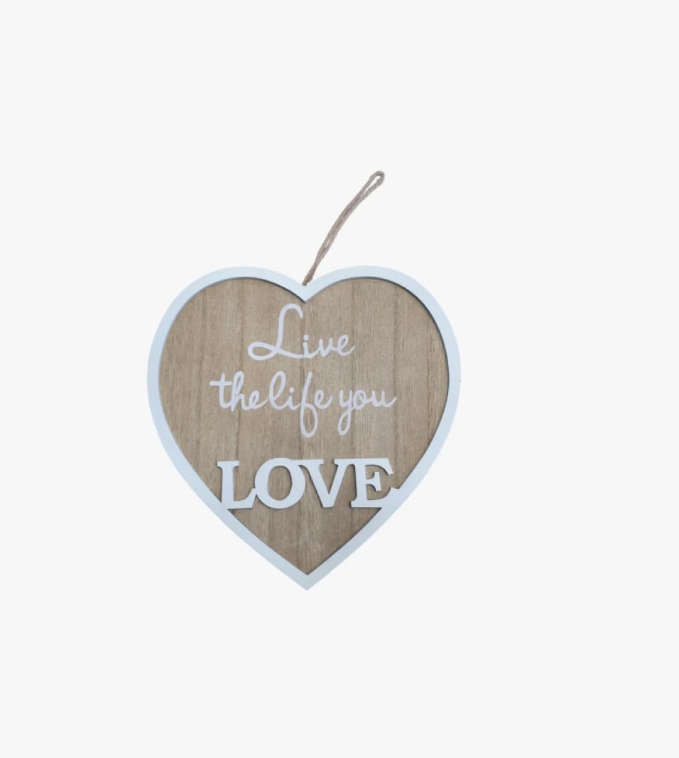 Wooden Heart Wall Decor 'Live the Life You Love' Creative Design for Home Decor Enthusiasts and Unique Individuals