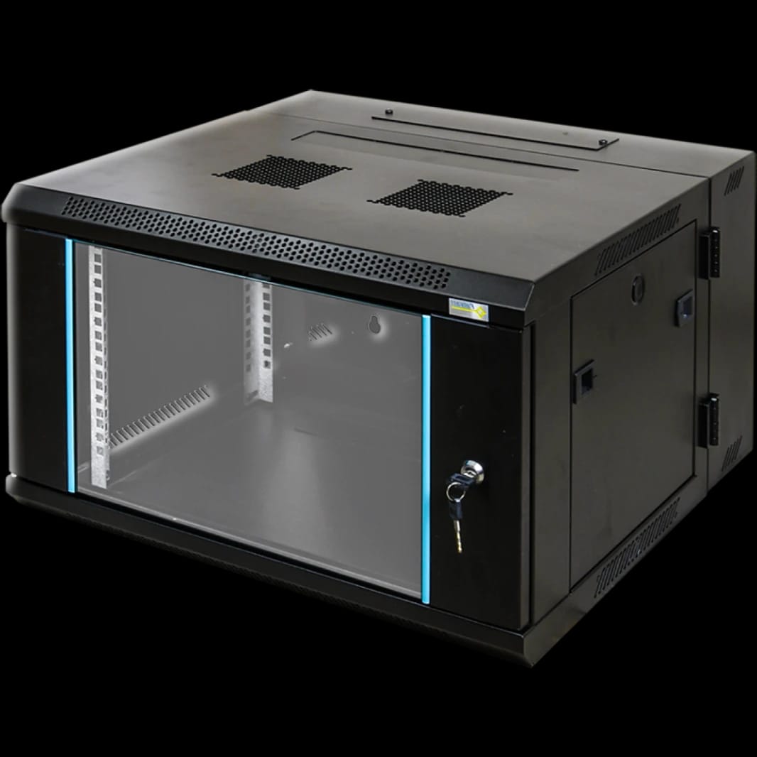 6U Wall Mount Server Rack Cabinet 600x450x350mm – Professional 19" Enclosure with 4-Socket PDU & Fan