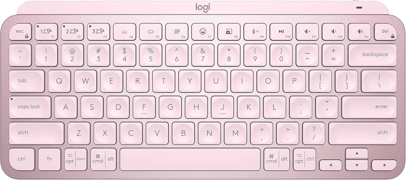 Logitech MX Keys Mini Minimalist Wireless Illuminated Keyboard, Compact, Bluetooth, Backlit, USB-C, Rose