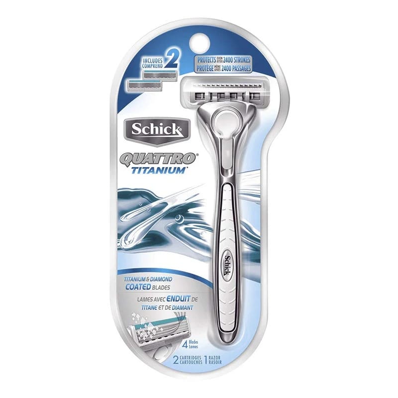 Schick Quattro Razor With 2 Blades And Titanium Coating