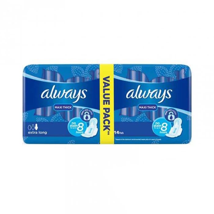 Always Maxi Thick Extra Long Sanitary Pads, 8 Pads