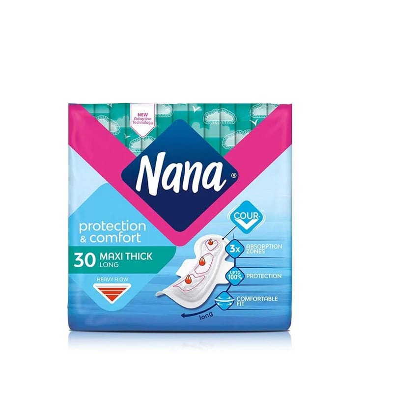 Nana Protection & Comfort Maxi Thick Long Heavy Flow 30 Pads, 30% Discount