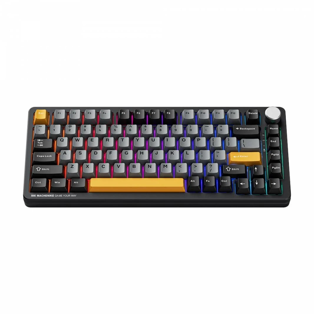 Machenike K600-B82W Mechanical Keyboard – 82-Key Gateron Silver Switches Hot-Swappable Volume Knob Wireless/Wired - Black