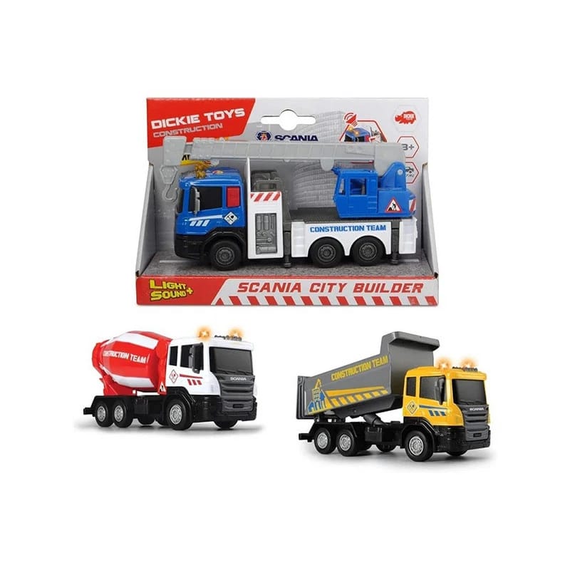 Dickie City Worker Truck with Crane 17cm Assorted