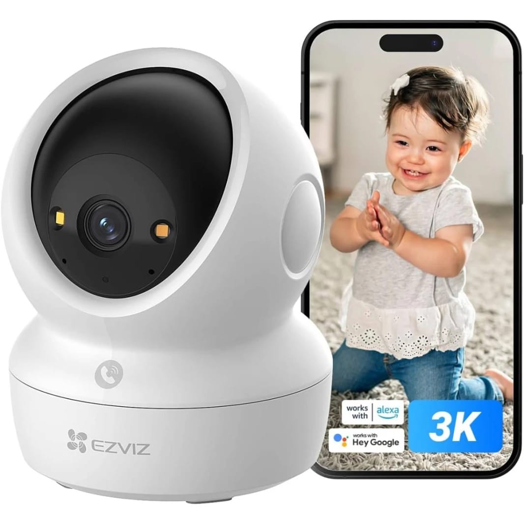 EZVIZ 3K 5MP Security Indoor Camera, Pan & Tilt, Color Night Vision, WDR, 360° View, Auto-Zoom Tracking, Smart Detection, 2-Way Calling, Auto-Patrol | H6c G1 3K