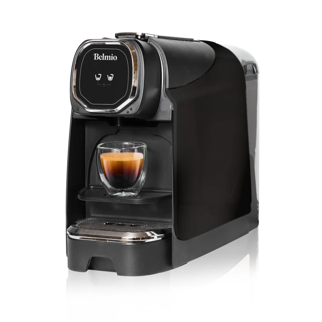 Belmio Lario Espresso Coffee With Adjustable Doses Short / Long Coffee, 1.8 Liter Black