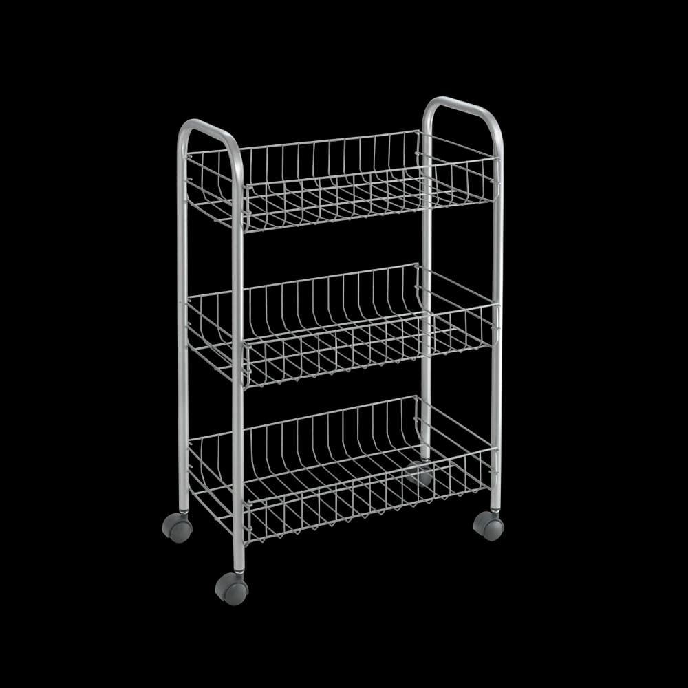 Metaltex Polytherm Coating 3-Tier Rolling Cart, Shrink Packed with Label, 41X23X63 cm