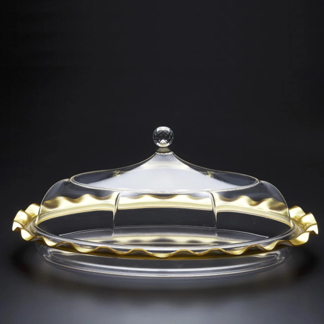 Vague Acrylic Oval Serving Tray Gold