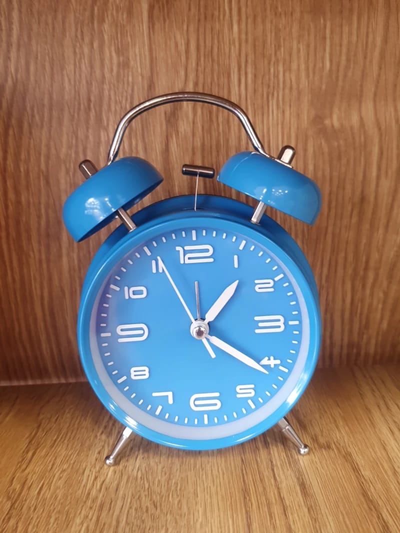 Sonka Traditional Blue Twin Bell Office Alarm Clock with Modern Design for Accuracy and Style Seekers