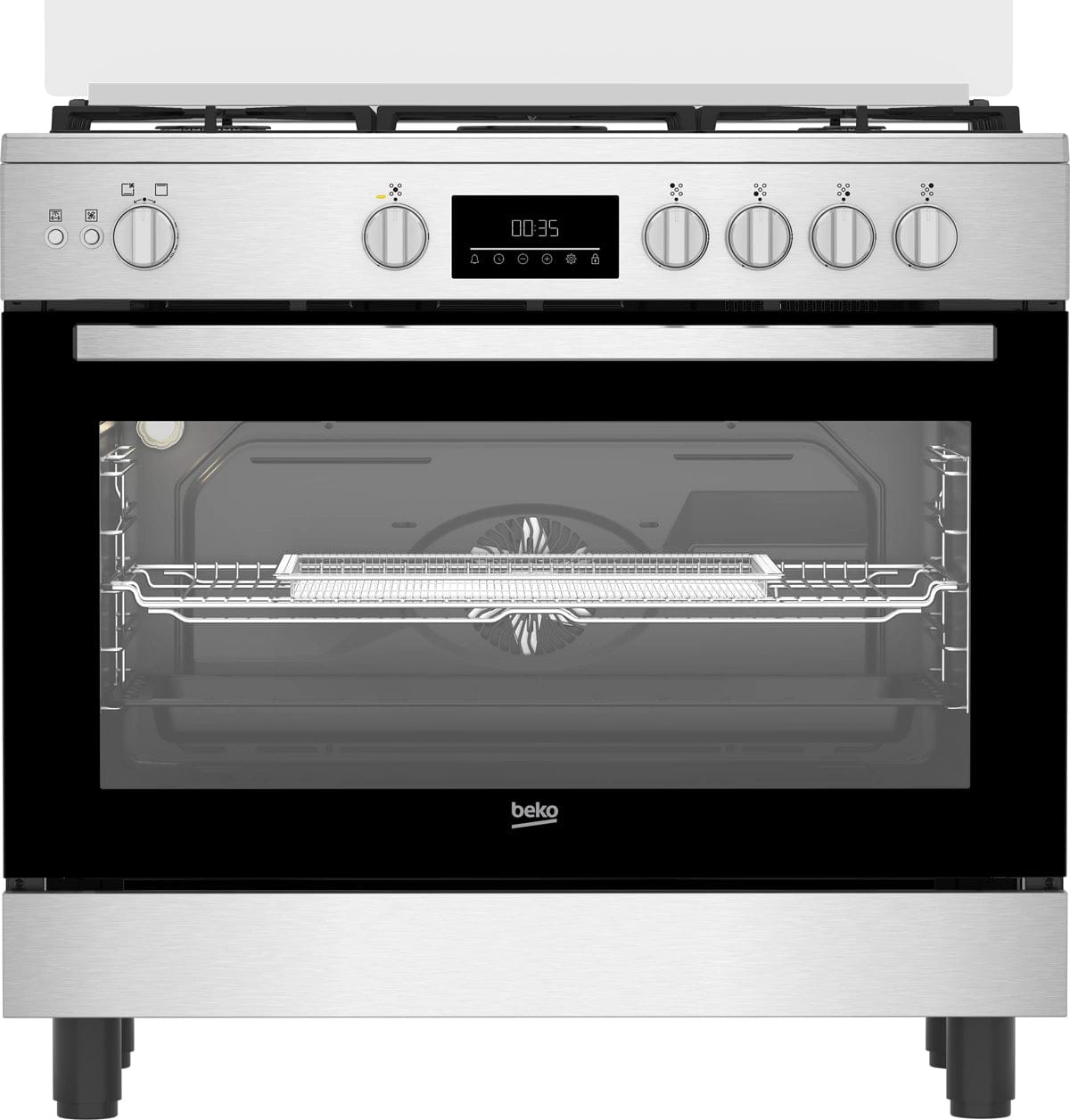 Beko Gas Cooker 90 cm 5 Burners Stainless Steel with Fan