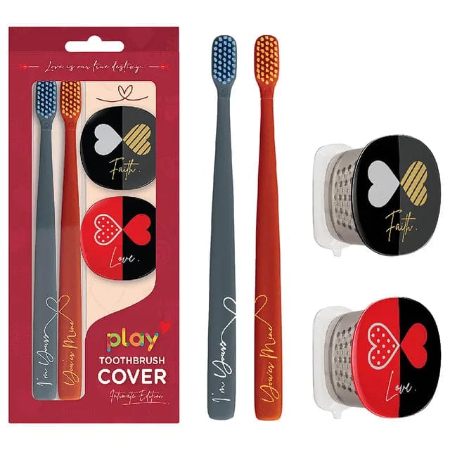 Flipper - 2-in-1 Toothbrush With Cover for Couple - Grey & Red