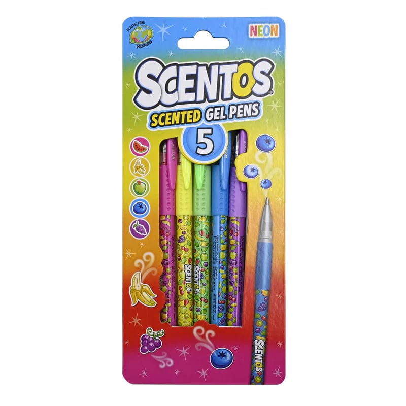 مجموعة أقلام جيل SCENTOS 5 - أقلام جيل معطرة بألوان نيون وباستيل